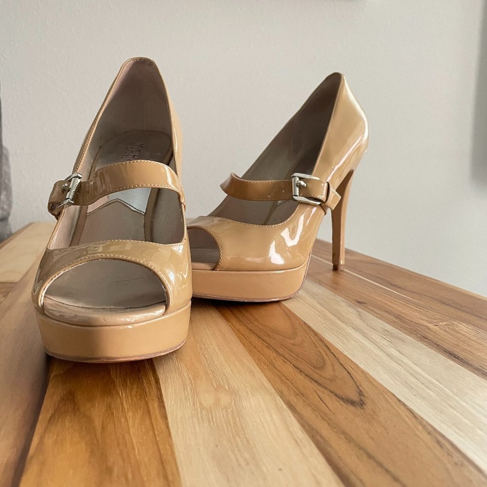 Michael Kors Nude Peep Toe Mary Jane Heels
